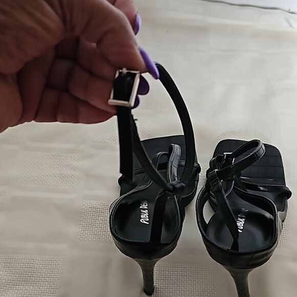 Public Desire Women's Strappy Square Open Toe Heel Shoes Size 6 Black - Picture 4 of 16